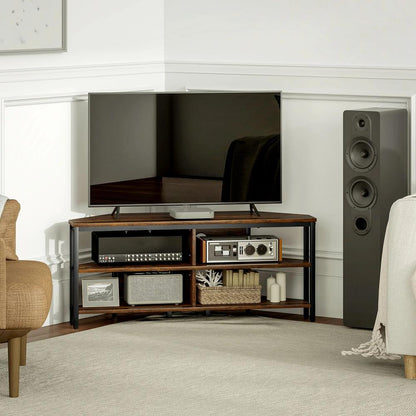HOMCOM Industrial-Style Corner TV Unit - Black/Brown Additional View 9