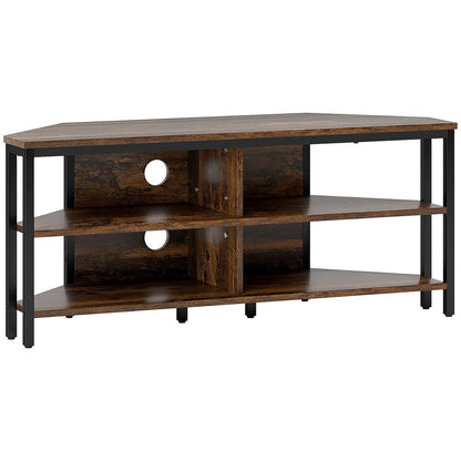 HOMCOM Industrial-Style Corner TV Unit - Black/Brown