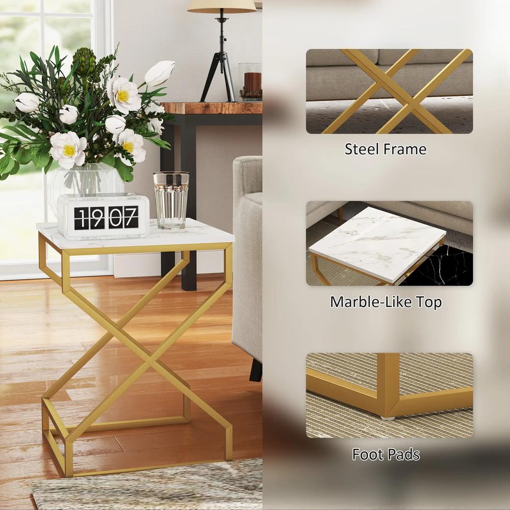 HOMCOM Set of Two Marble-Effect Nesting Tables Additional View 5