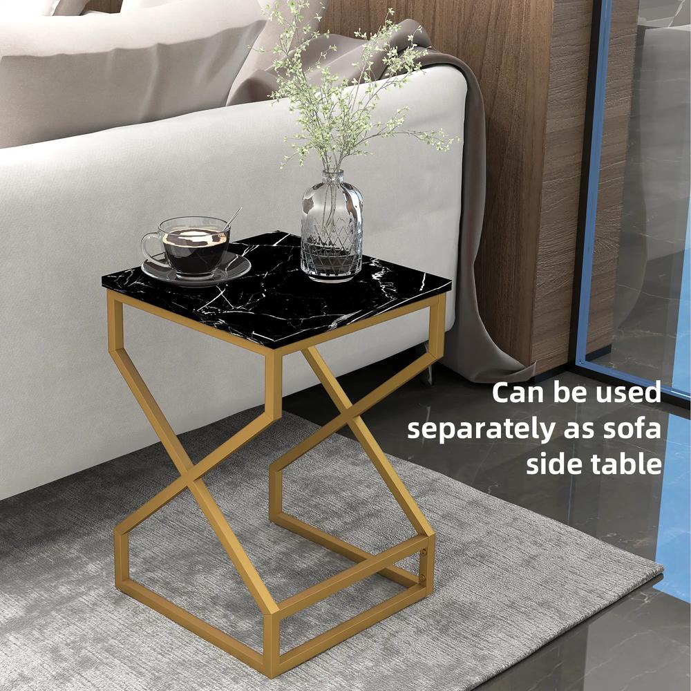 HOMCOM Set of Two Marble-Effect Nesting Tables Additional View 6