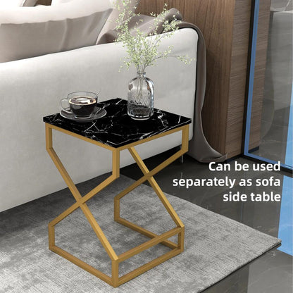 HOMCOM Set of Two Marble-Effect Nesting Tables Additional View 6
