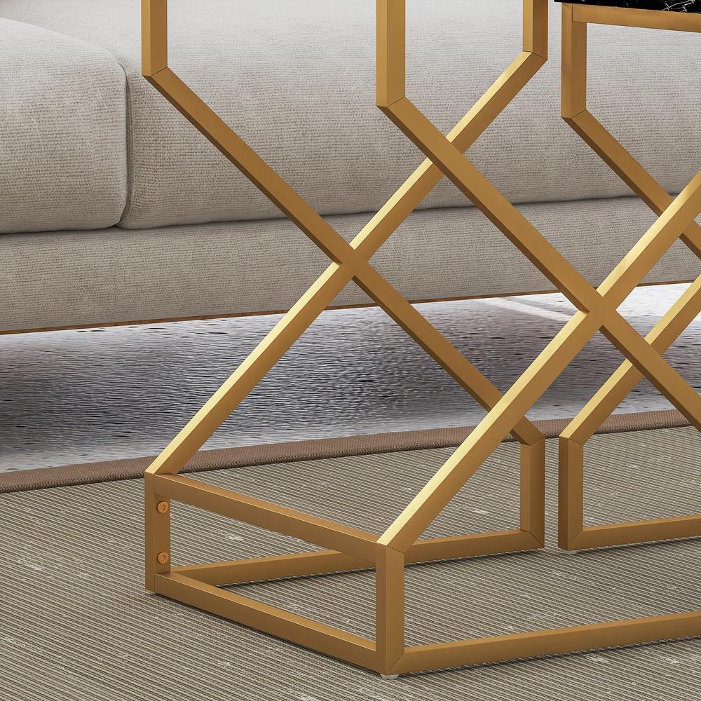 HOMCOM Set of Two Marble-Effect Nesting Tables Additional View 9