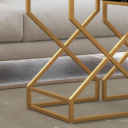 HOMCOM Set of Two Marble-Effect Nesting Tables Additional View 9