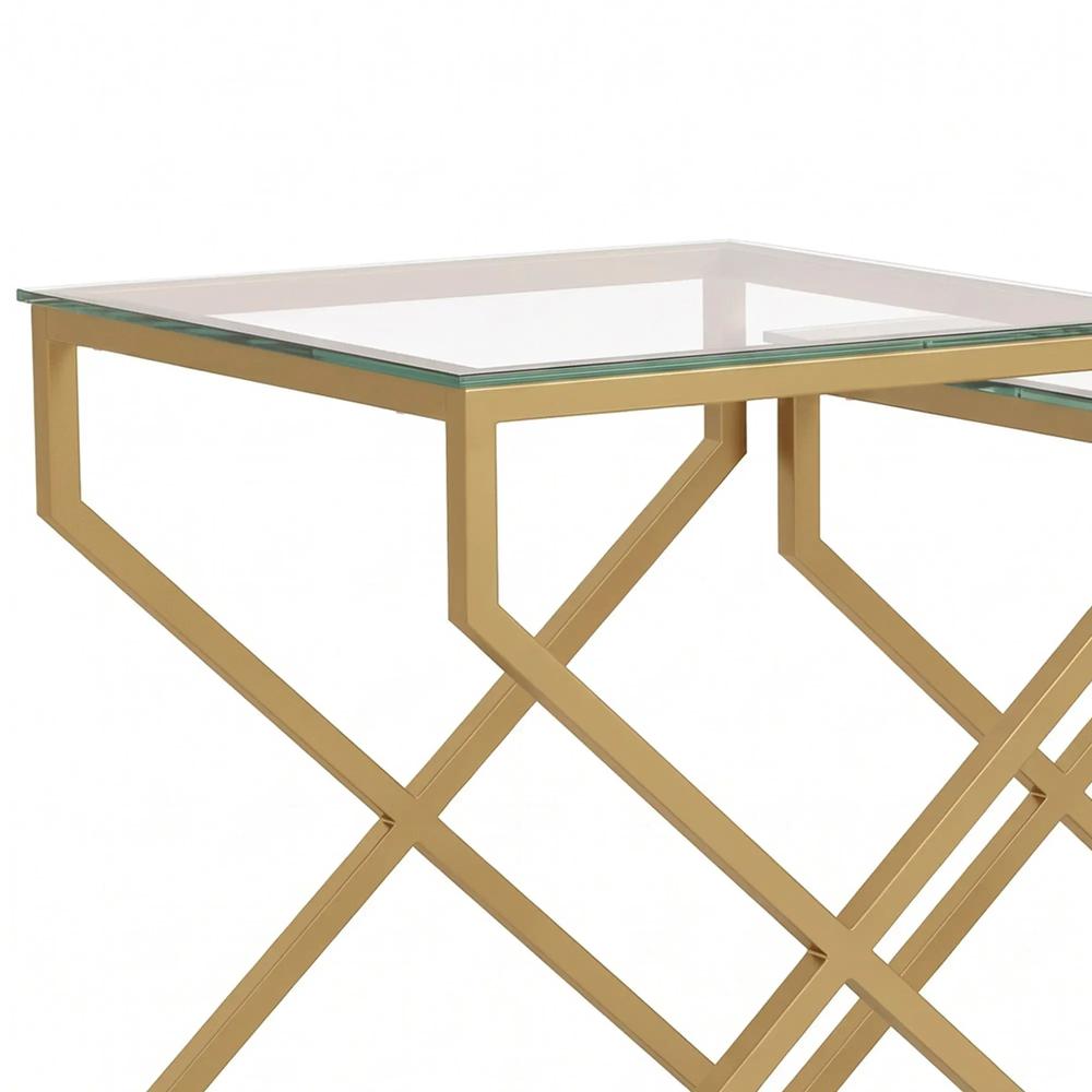 HOMCOM Nest of Tables, Side Table Set of 2 with Transparent Top, Coffee Table Set with Tempered Glass Top, Transparent Additional View 12