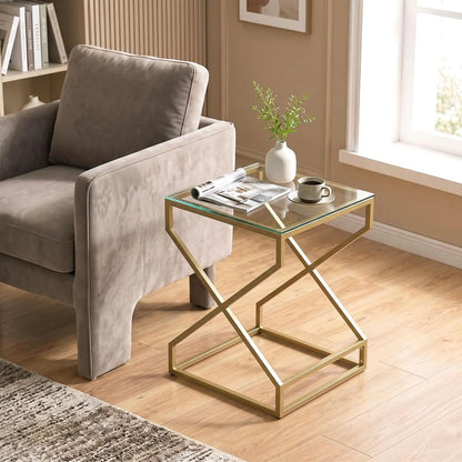 HOMCOM Nest of Tables, Side Table Set of 2 with Transparent Top, Coffee Table Set with Tempered Glass Top, Transparent Additional View 9