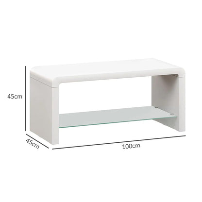 HOMCOM Curved Two-Tier Coffee Table - High Gloss White Additional View 3