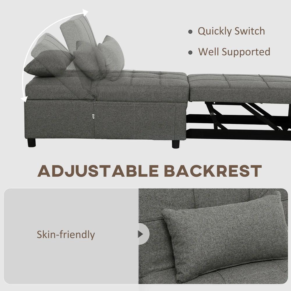 HOMCOM Four-In-One Single Sleeper Chair - Dark Grey Additional View 6