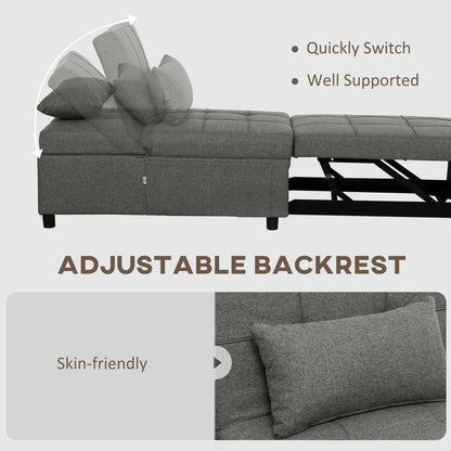 HOMCOM Four-In-One Single Sleeper Chair - Dark Grey Additional View 6