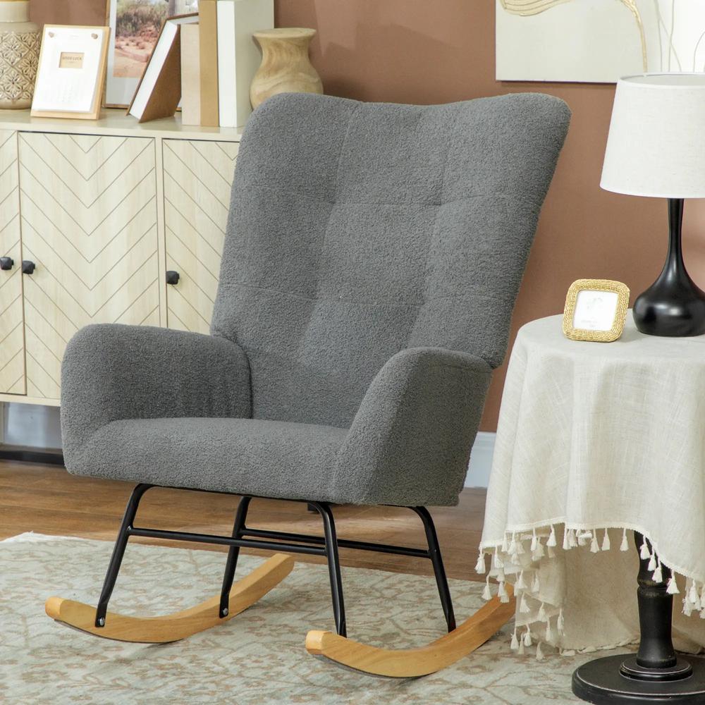 HOMCOM Teddy Fleece Rocking Chair Additional View 13