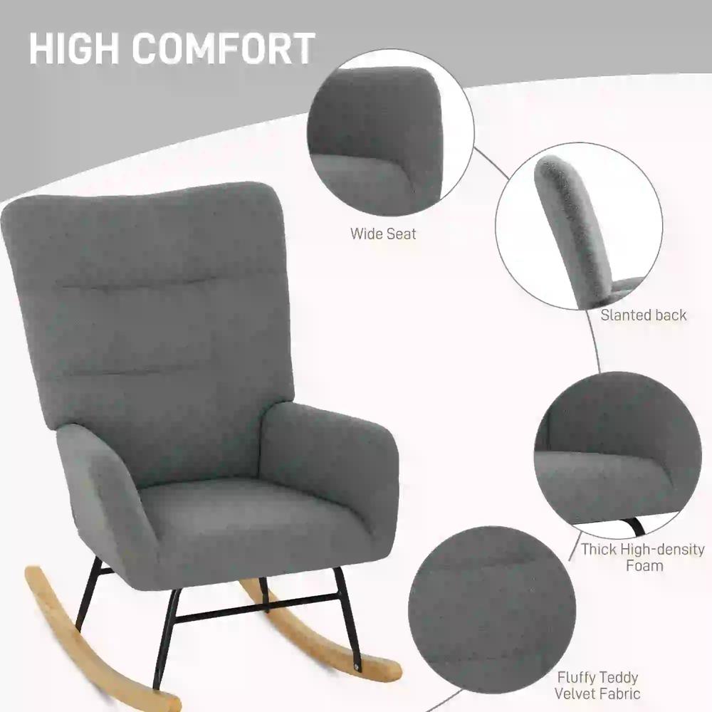 HOMCOM Teddy Fleece Rocking Chair Additional View 16