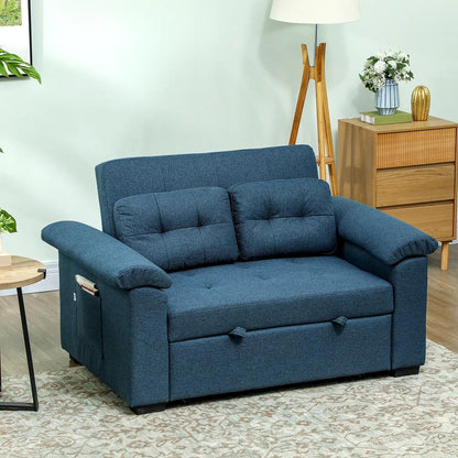 HOMCOM Pull Out Sofa Bed, Fabric 2 Seater Click Clack Sofa Bed Settee with 2 Pocket Springs, Convertible Sofa Couch with Pillows and Side Pockets for Living Room, Home Office Additional View 2