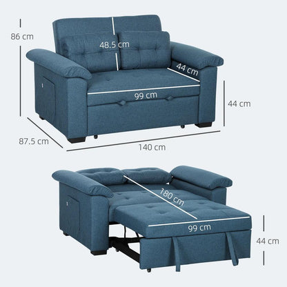 HOMCOM Pull Out Sofa Bed, Fabric 2 Seater Click Clack Sofa Bed Settee with 2 Pocket Springs, Convertible Sofa Couch with Pillows and Side Pockets for Living Room, Home Office Additional View 3