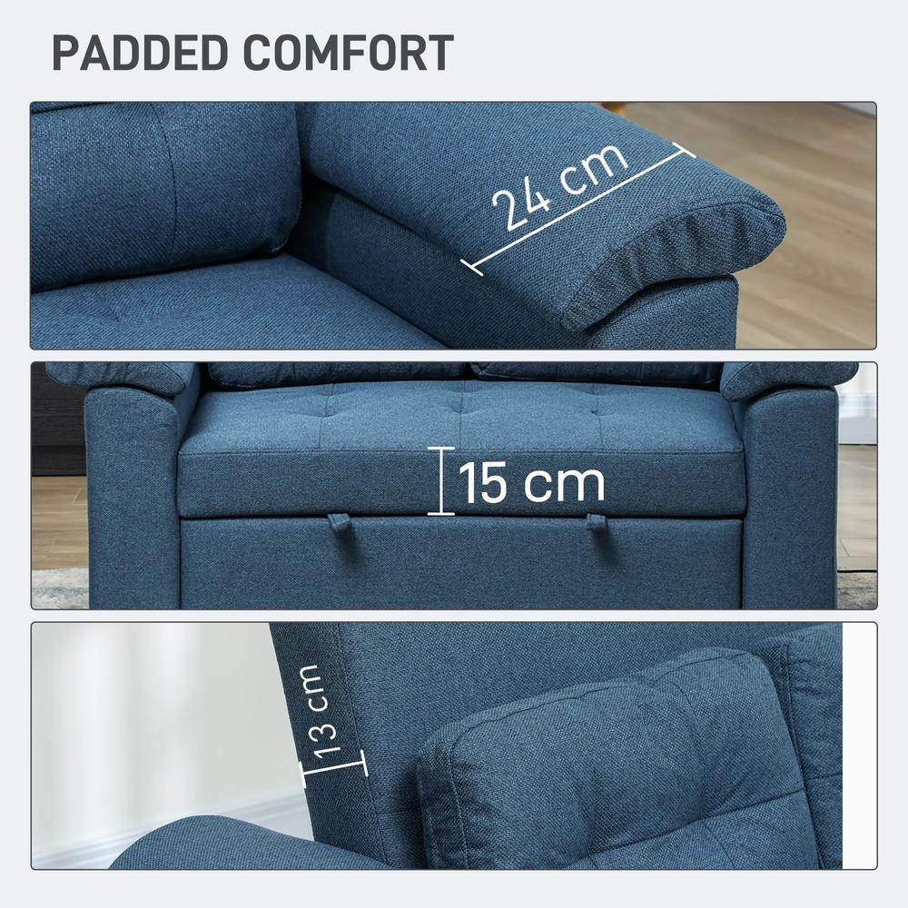 HOMCOM Pull Out Sofa Bed, Fabric 2 Seater Click Clack Sofa Bed Settee with 2 Pocket Springs, Convertible Sofa Couch with Pillows and Side Pockets for Living Room, Home Office Additional View 7