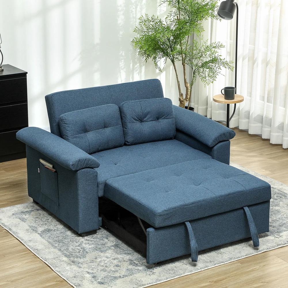 HOMCOM Pull Out Sofa Bed, Fabric 2 Seater Click Clack Sofa Bed Settee with 2 Pocket Springs, Convertible Sofa Couch with Pillows and Side Pockets for Living Room, Home Office Additional View 10