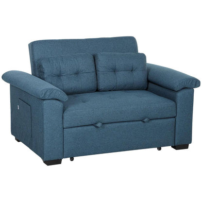 HOMCOM Pull Out Sofa Bed, Fabric 2 Seater Click Clack Sofa Bed Settee with 2 Pocket Springs, Convertible Sofa Couch with Pillows and Side Pockets for Living Room, Home Office