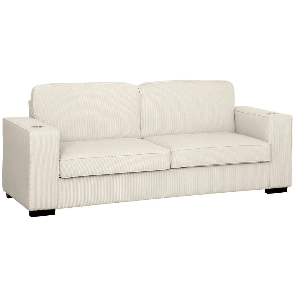 HOMCOM Three-Seater Corduroy Sofa - Cream White Additional View 11