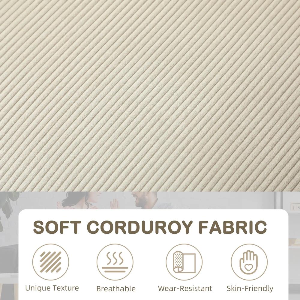HOMCOM Three-Seater Corduroy Sofa - Cream White Additional View 5
