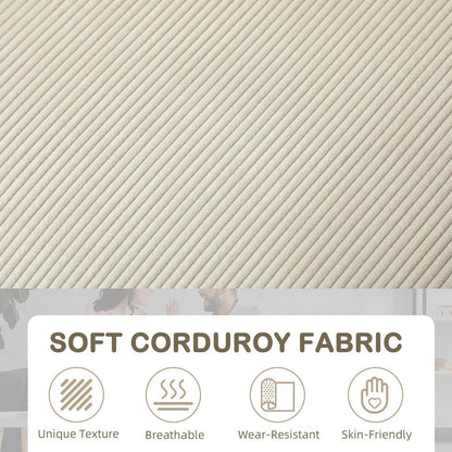 HOMCOM Three-Seater Corduroy Sofa - Cream White Additional View 5