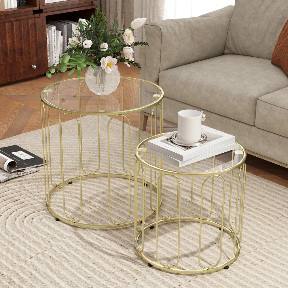 HOMCOM Elliptical Cut-Out Nesting Tables Additional View 18