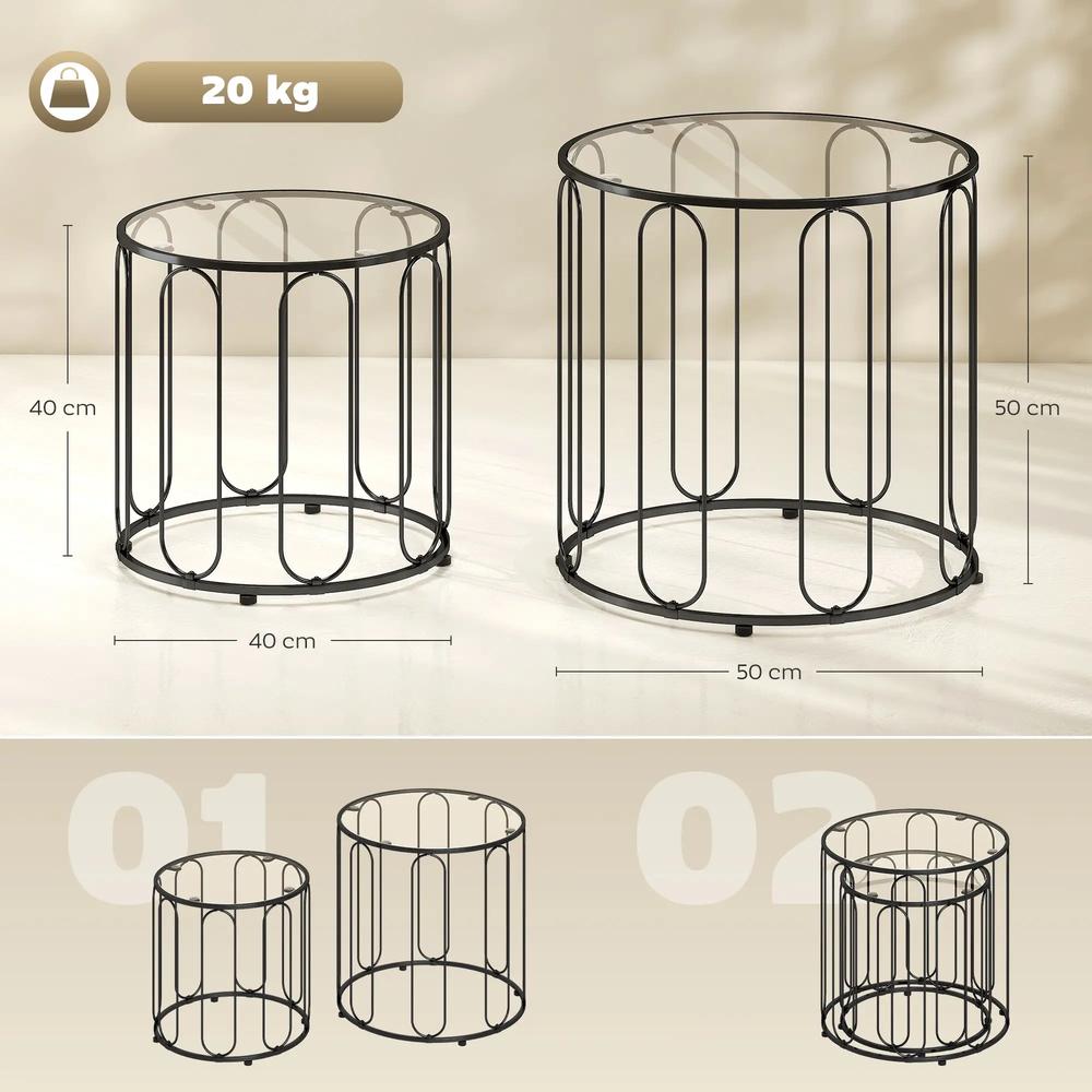 HOMCOM Elliptical Cut-Out Nesting Tables Additional View 3