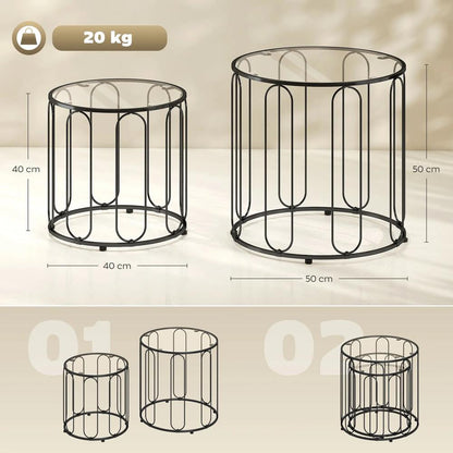 HOMCOM Elliptical Cut-Out Nesting Tables Additional View 3