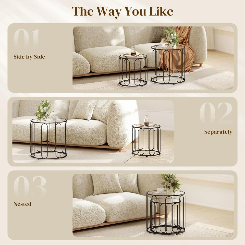 HOMCOM Elliptical Cut-Out Nesting Tables Additional View 4