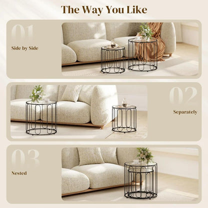 HOMCOM Elliptical Cut-Out Nesting Tables Additional View 4