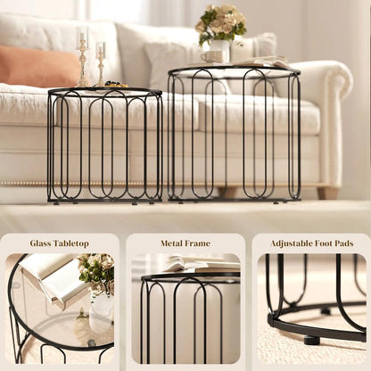 HOMCOM Elliptical Cut-Out Nesting Tables Additional View 6