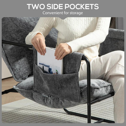 HOMCOM Minimal Padded Accent Chair, with Pockets - Grey Additional View 5