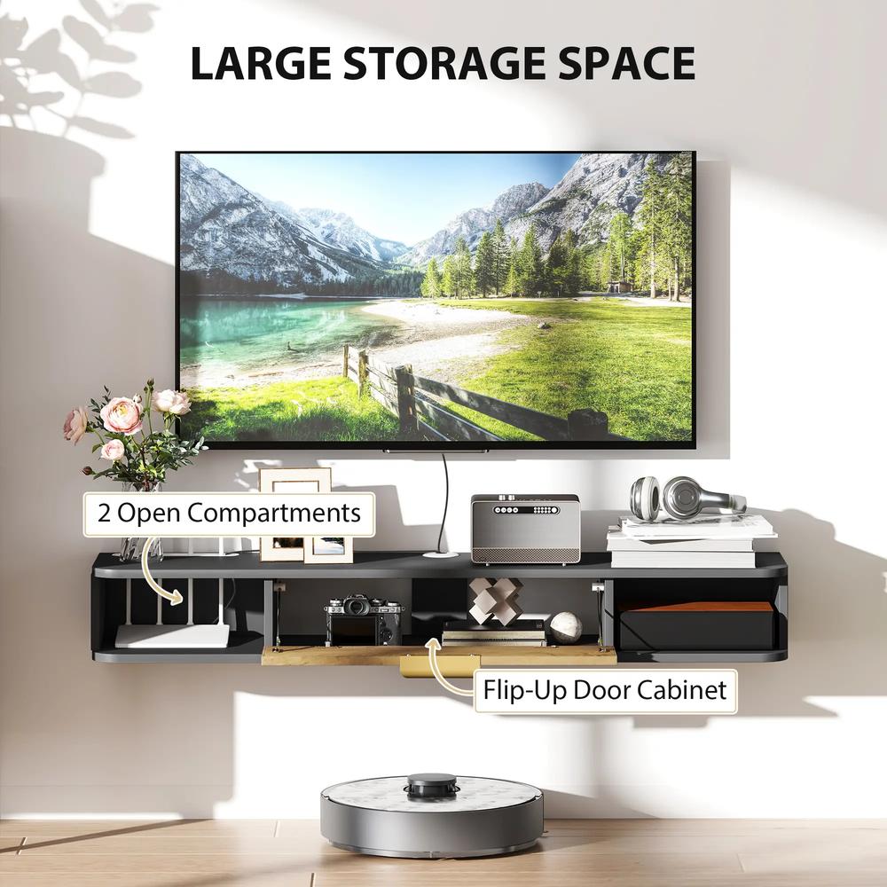 HOMCOM 120 cm Floating TV Stand with Storage - Charcoal Grey Additional View 5