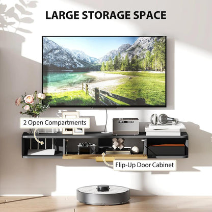 HOMCOM 120 cm Floating TV Stand with Storage - Charcoal Grey Additional View 5