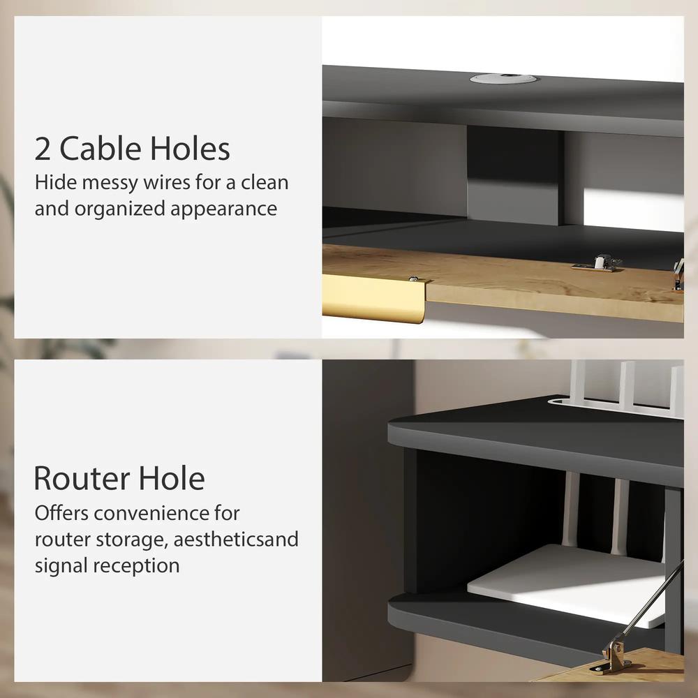HOMCOM 120 cm Floating TV Stand with Storage - Charcoal Grey Additional View 6