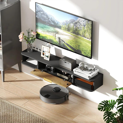 HOMCOM 120 cm Floating TV Stand with Storage - Charcoal Grey Additional View 7