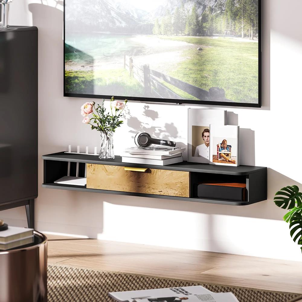 HOMCOM 120 cm Floating TV Stand with Storage - Charcoal Grey Additional View 8