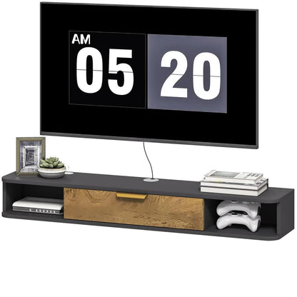 HOMCOM 120 cm Floating TV Stand with Storage - Charcoal Grey Additional View 10