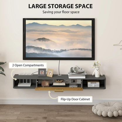 HOMCOM 140 cm Floating TV Stand with Storage - Charcoal Grey Additional View 5