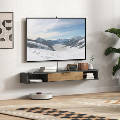 HOMCOM 140 cm Floating TV Stand with Storage - Charcoal Grey Additional View 7