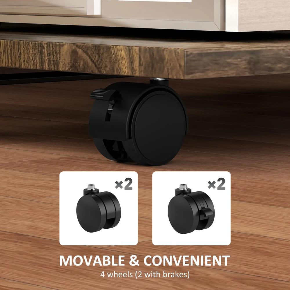 HOMCOM 2-Tier Mobile C-Shaped Side Table - Brown Additional View 7