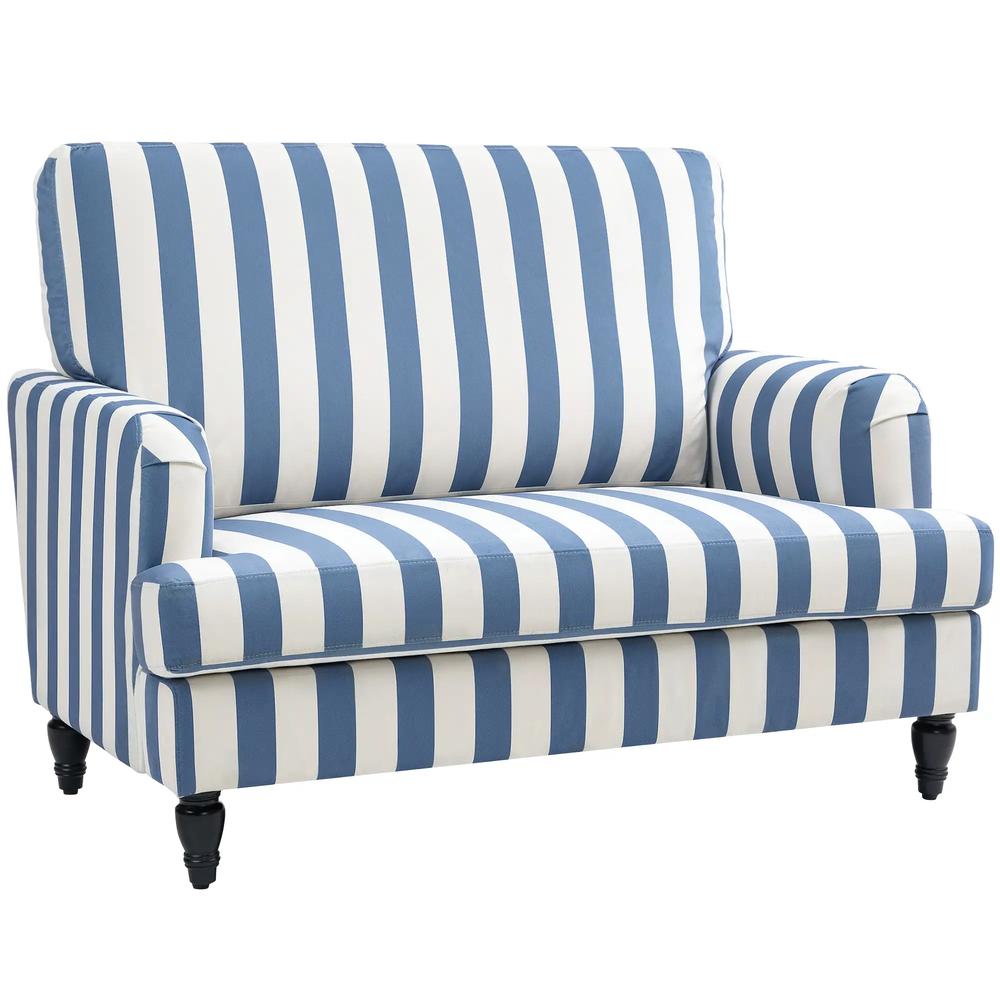 HOMCOM Modern Cuddle Chair, Velvet Single Sofa Armchair with Stripe, Turned Legs and Wide Seat, Upholstered Snuggle Chair for Living Room, Bedroom Additional View 11