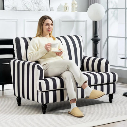 HOMCOM Modern Cuddle Chair, Velvet Single Sofa Armchair with Stripe, Turned Legs and Wide Seat, Upholstered Snuggle Chair for Living Room, Bedroom Additional View 13