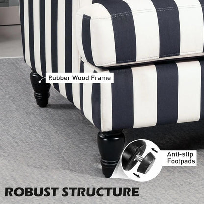 HOMCOM Modern Cuddle Chair, Velvet Single Sofa Armchair with Stripe, Turned Legs and Wide Seat, Upholstered Snuggle Chair for Living Room, Bedroom Additional View 17