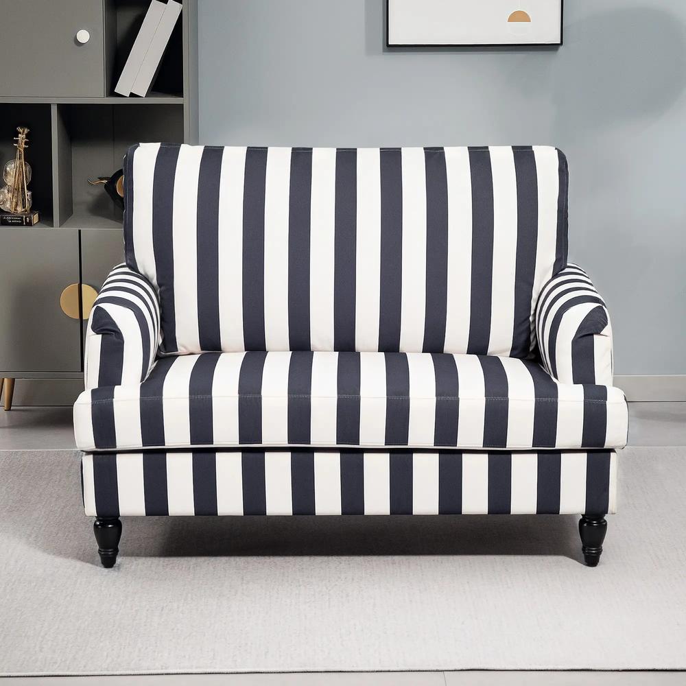 HOMCOM Modern Cuddle Chair, Velvet Single Sofa Armchair with Stripe, Turned Legs and Wide Seat, Upholstered Snuggle Chair for Living Room, Bedroom Additional View 18