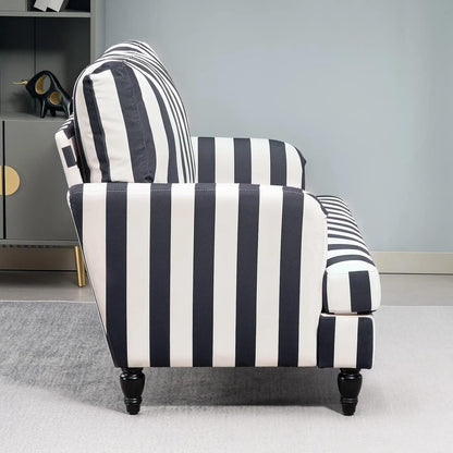 HOMCOM Modern Cuddle Chair, Velvet Single Sofa Armchair with Stripe, Turned Legs and Wide Seat, Upholstered Snuggle Chair for Living Room, Bedroom Additional View 19