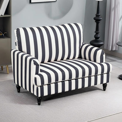 HOMCOM Modern Cuddle Chair, Velvet Single Sofa Armchair with Stripe, Turned Legs and Wide Seat, Upholstered Snuggle Chair for Living Room, Bedroom Additional View 21