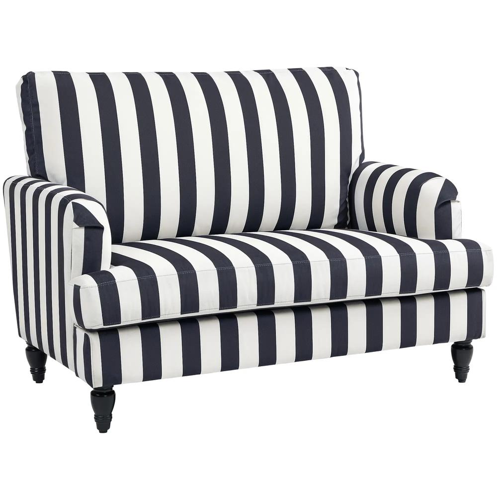 HOMCOM Modern Cuddle Chair, Velvet Single Sofa Armchair with Stripe, Turned Legs and Wide Seat, Upholstered Snuggle Chair for Living Room, Bedroom Additional View 22