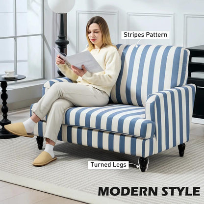 HOMCOM Modern Cuddle Chair, Velvet Single Sofa Armchair with Stripe, Turned Legs and Wide Seat, Upholstered Snuggle Chair for Living Room, Bedroom Additional View 4