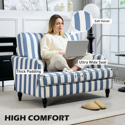 HOMCOM Modern Cuddle Chair, Velvet Single Sofa Armchair with Stripe, Turned Legs and Wide Seat, Upholstered Snuggle Chair for Living Room, Bedroom Additional View 5