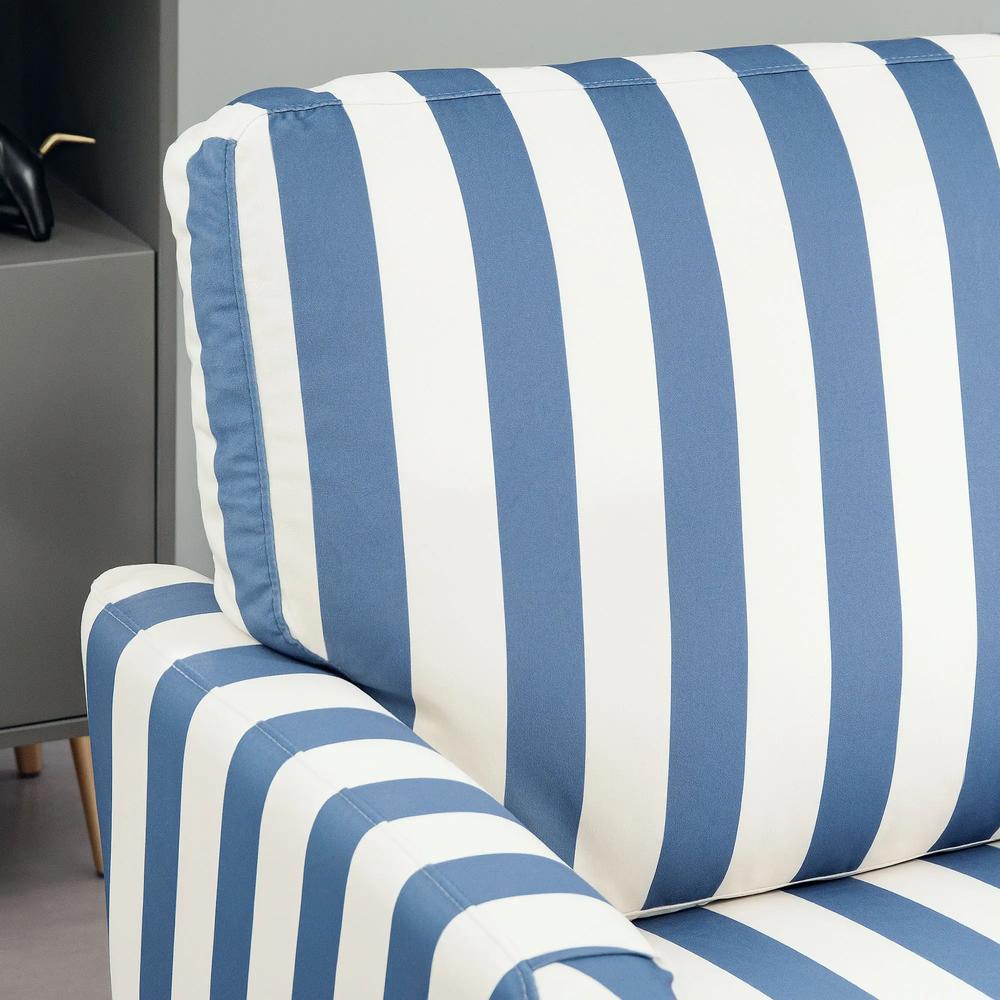 HOMCOM Modern Cuddle Chair, Velvet Single Sofa Armchair with Stripe, Turned Legs and Wide Seat, Upholstered Snuggle Chair for Living Room, Bedroom Additional View 8