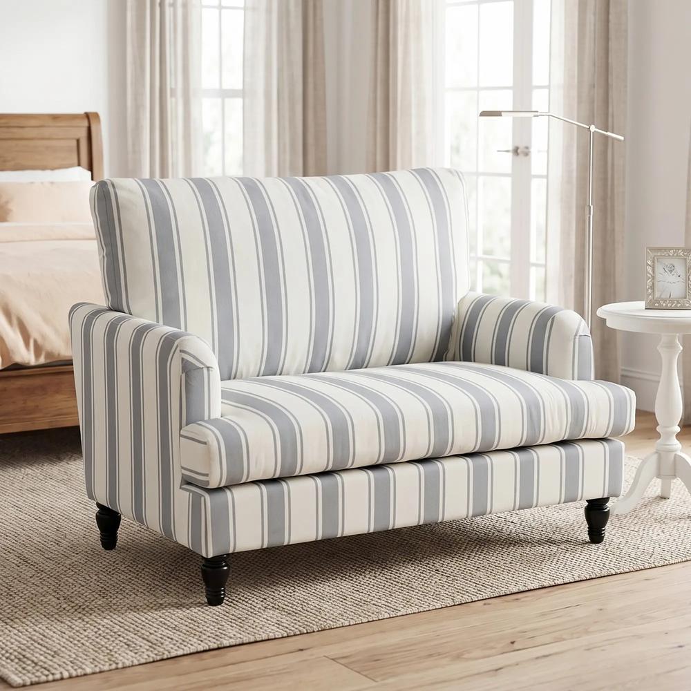 HOMCOM Velvet Single Sofa Armchair, Modern Accent Chair with Stripes, Turned Legs and Wide Seat, Grey Additional View 13