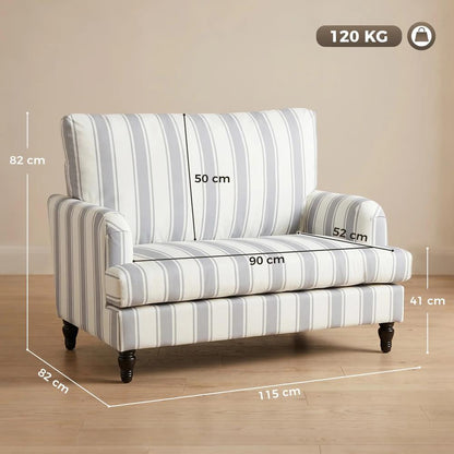 HOMCOM Velvet Single Sofa Armchair, Modern Accent Chair with Stripes, Turned Legs and Wide Seat, Grey Additional View 3